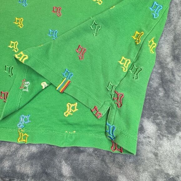 Vintage COOGI Sz XL Polo Shirt Y2K 90s Retro Embroidered Logo All Over Green - Picture 8 of 15